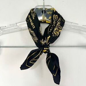 Round + Square black yellow modern paisley print scarf